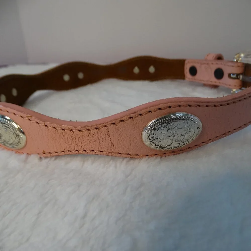 Silver Creek Classics Pink Leather Girl Size 20 Floral Silver tone Conchos
